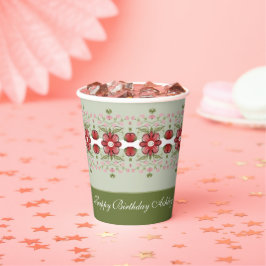 Vasos De Papel Floral de color Berry de bonito