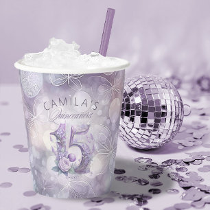 Vasos De Papel Floral de cuento de hadas 15 Quinceanera ID1030