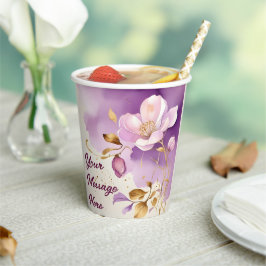 Vasos De Papel Floral de oro morado de bonito