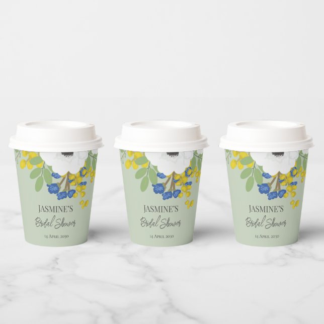 Vasos De Papel Floral de primavera blanca ducha de novias (Multi)