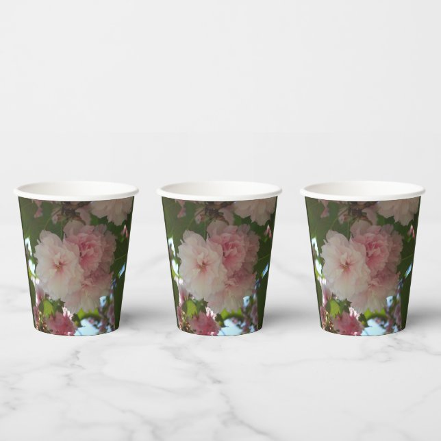 Vasos De Papel Floral de primavera del árbol de cerezo doble flor (Multi)