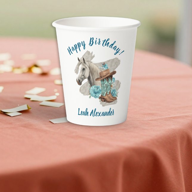 Vasos De Papel Floral ecuestre caballo occidental - Blanco (Subido por el creador)