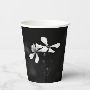 Vasos De Papel floral en blanco y negro minimalista