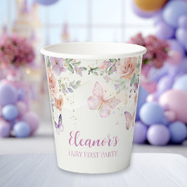 Vasos De Papel Floral Fairy First Birthday Personalised Paper Cup