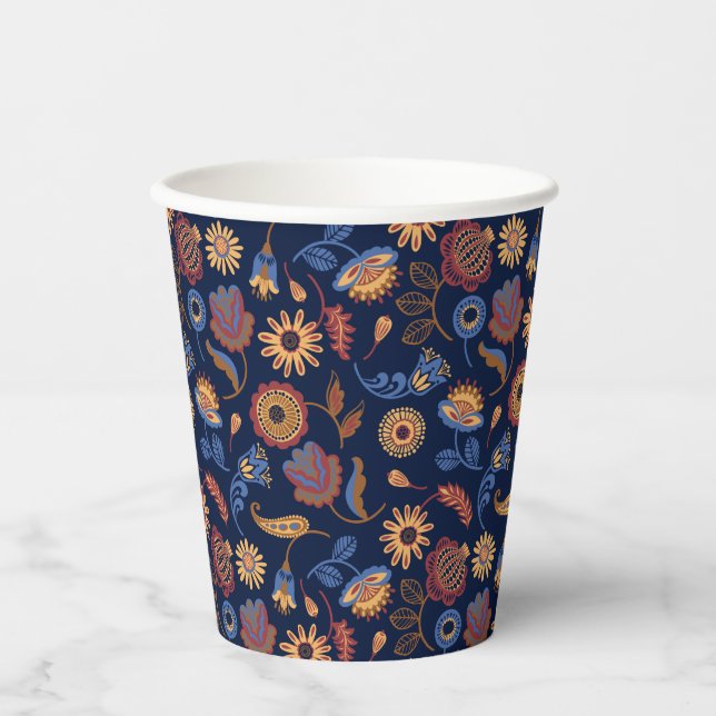 Vasos De Papel Floral folclórica rústica (Anverso)