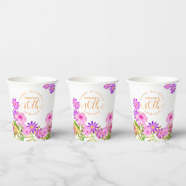 Vasos De Papel Floral Garden White