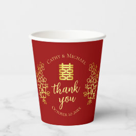 Vasos De Papel Floral gracias a la ceremonia del té del boda chin