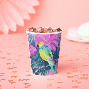 Vasos De Papel Floral/hawaiano/tropical/loro