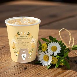 Vasos De Papel Floral Honey Bear Baby Shower Flores y Abejas