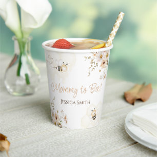 Vasos De Papel Floral Honey Bee Baby Shower