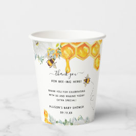 Vasos De Papel Floral Honeycomb Bumble Bee Baby Shower