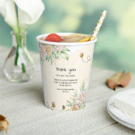 Vasos De Papel Floral Honeycomb Bumble Bee Baby Shower Cubos de p