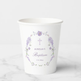 Vasos De Papel Floral Lilac Lavender Wreath Baptism