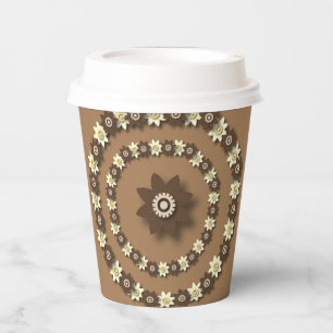 Vasos De Papel Floral marrón y crema