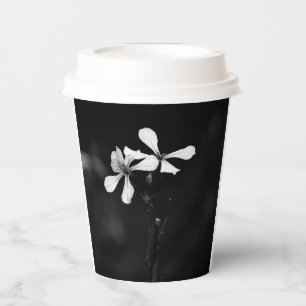 Vasos De Papel floral minimalista en blanco y negro