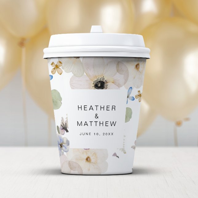 Vasos De Papel Floral Moderno (Modern Floral Watercolor Paper Cups by Painted Paperie
)