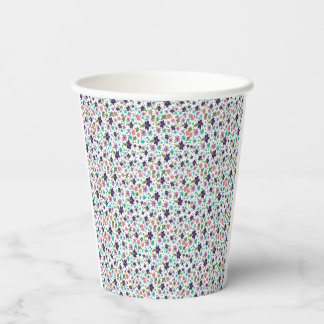 Vasos De Papel Floral Morado y Turquesa