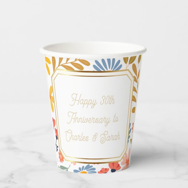 Vasos De Papel Floral personalizable "para ocasiones especiales" (Anverso)