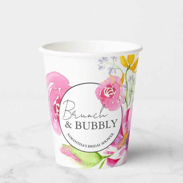 Vasos de Papel Floral Personalizados para Desayuno (Anverso)