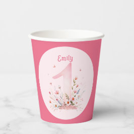 Vasos De Papel Floral Primer Personalizado de cumpleaños Una Prin