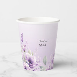 Vasos de Papel Floral Púrpura Acuarela