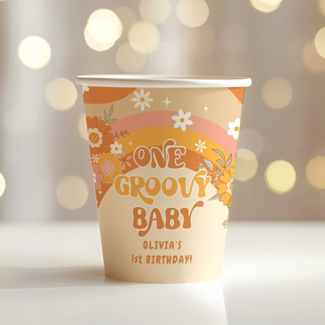 Vasos De Papel Floral retro un bebé groovino (Subido por el creador)