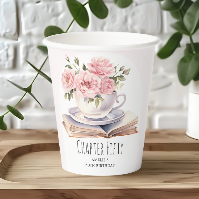 Vasos De Papel Floral rosa 50º tema del libro Cumpleaños (Subido por el creador)