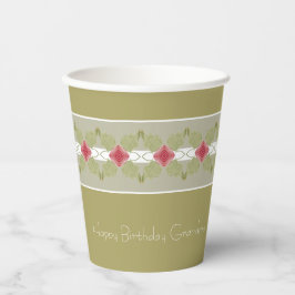 Vasos De Papel Floral rosa con gris