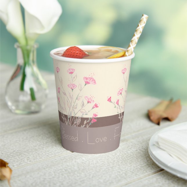 Vasos De Papel Floral rosa delgada (in situ)