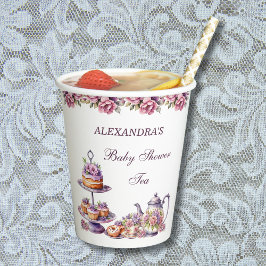 Vasos De Papel Floral rosa Lilac Tea Fiesta Baby Shower