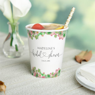 Vasos De Papel Floral rosa mexicano Cactus Bridal Shower