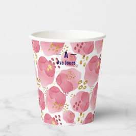 Vasos de Papel Floral Rosa Personalizados – Acuare