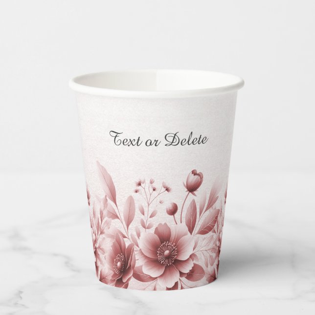Vasos de papel floral rosa polvoriento (Izquierda)