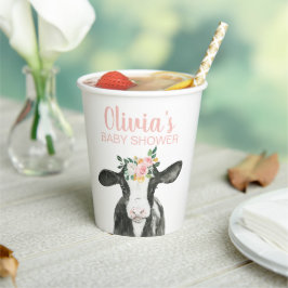 Vasos De Papel Floral rosa vaca Gingham