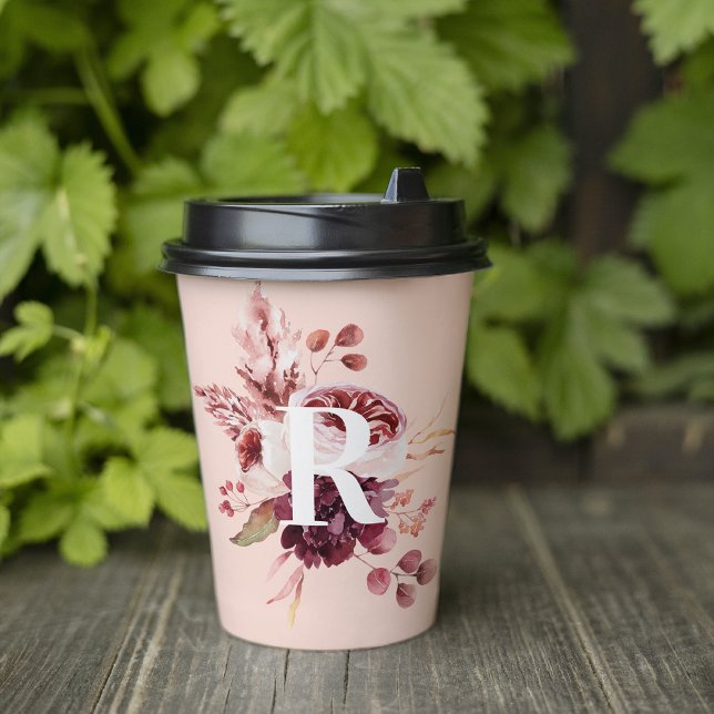 Vasos De Papel Floral rosa y roja pastel moderno con inicio (Subido por el creador)