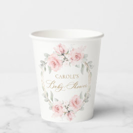 Vasos De Papel Floral Rubor Pink Gold Greenereneration Baby Showe