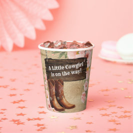 Vasos De Papel Floral Rustic Cowgirl Boots Baby Shower