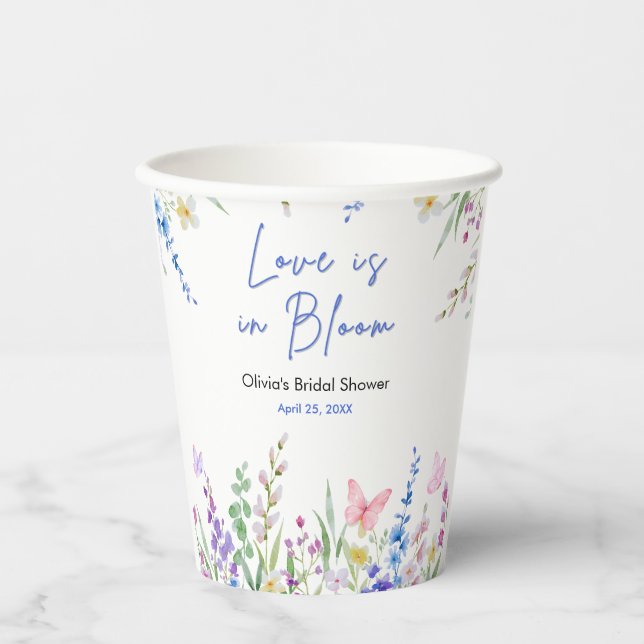Vasos De Papel Floral Spring Love is in Bloom Bridal Shower  (Anverso)