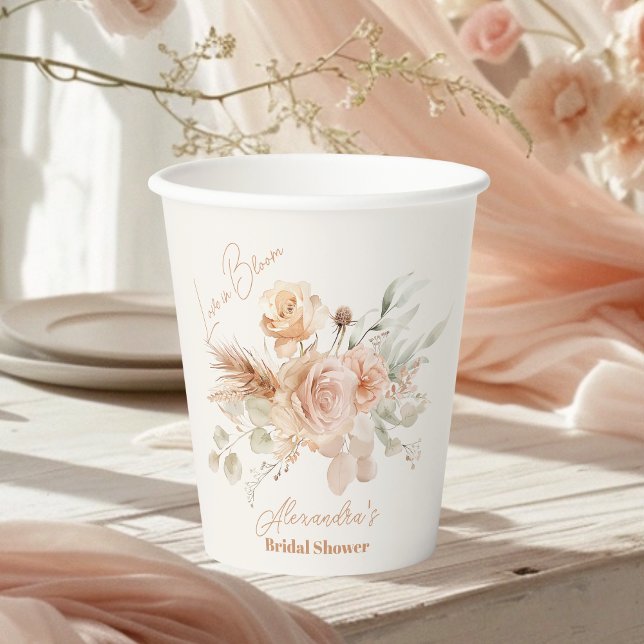 Vasos De Papel Floral suave rosa Pampas Ducha de novias (Subido por el creador)