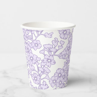 Vasos De Papel Floral Trellis Purple - White