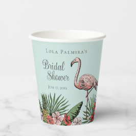 Vasos De Papel Floral tropical rosa Flamingo ducha de novia