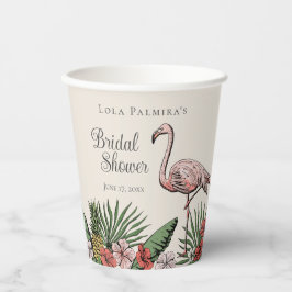 Vasos De Papel Floral tropical rosa Flamingo ducha de novia