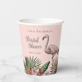Vasos De Papel Floral tropical rosa Flamingo ducha de novia