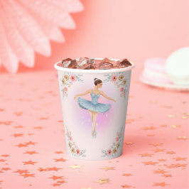 Vasos De Papel Floral Twirling Ballerina Watercolor Baby Shower