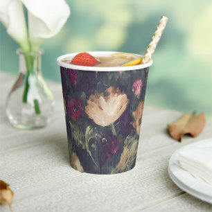 Vasos De Papel Floral vintage de tonos mudos