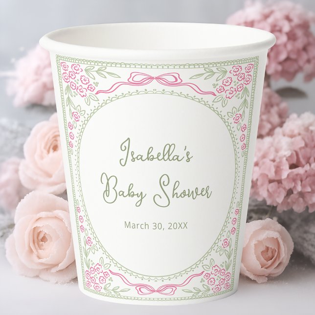 Vasos De Papel Floral Wildflower Girl Baby Shower (Subido por el creador)