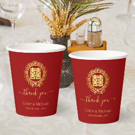 Vasos De Papel Floral wreath gracias boda chino rojo