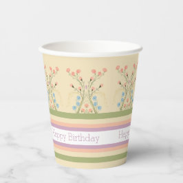 Vasos De Papel Floral Y Stripe Pastel