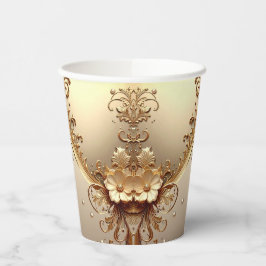Vasos de Papel Florales Dorados Ornamentados