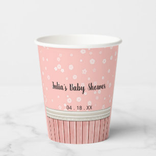 Vasos De Papel Florales rosadas personalizadas